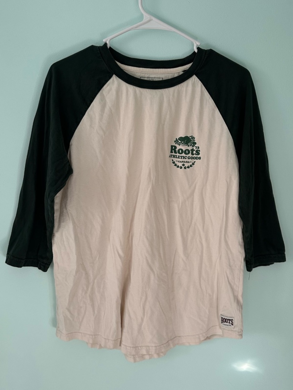 Roots Cream & Dark Green Raglan Baseball Tee